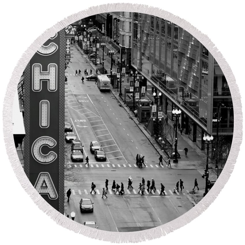 Chicago Round Beach Towel featuring the photograph State Street by Lauri Novak