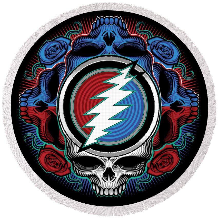 Steal Your Face Round Beach Towel featuring the digital art Steal Your Face - Ilustration by The Bear