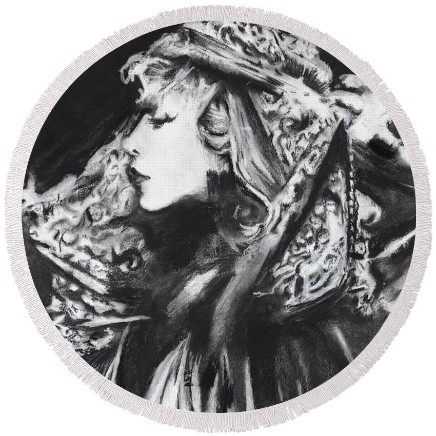 Stevie Nicks Round Beach Towel featuring the painting Stephie Lynn's Not My Lover by Eric Dee