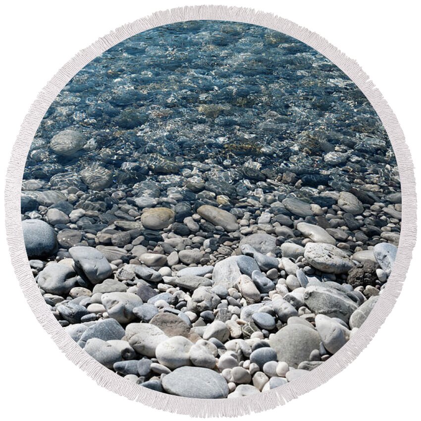 Nature Round Beach Towel featuring the photograph Stepping into water by Helga Novelli