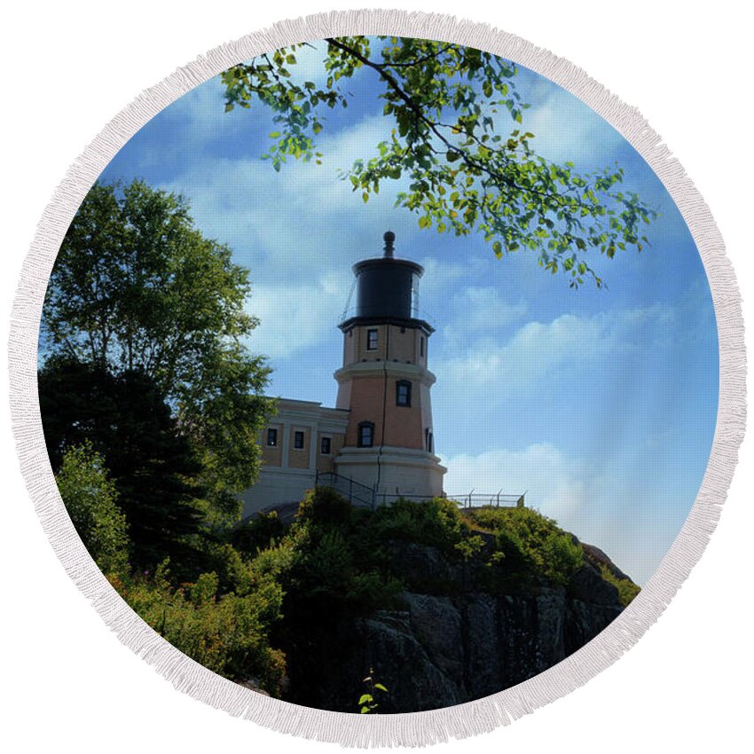 Lighthouse Round Beach Towel featuring the photograph Steps Away II by Deborah Klubertanz