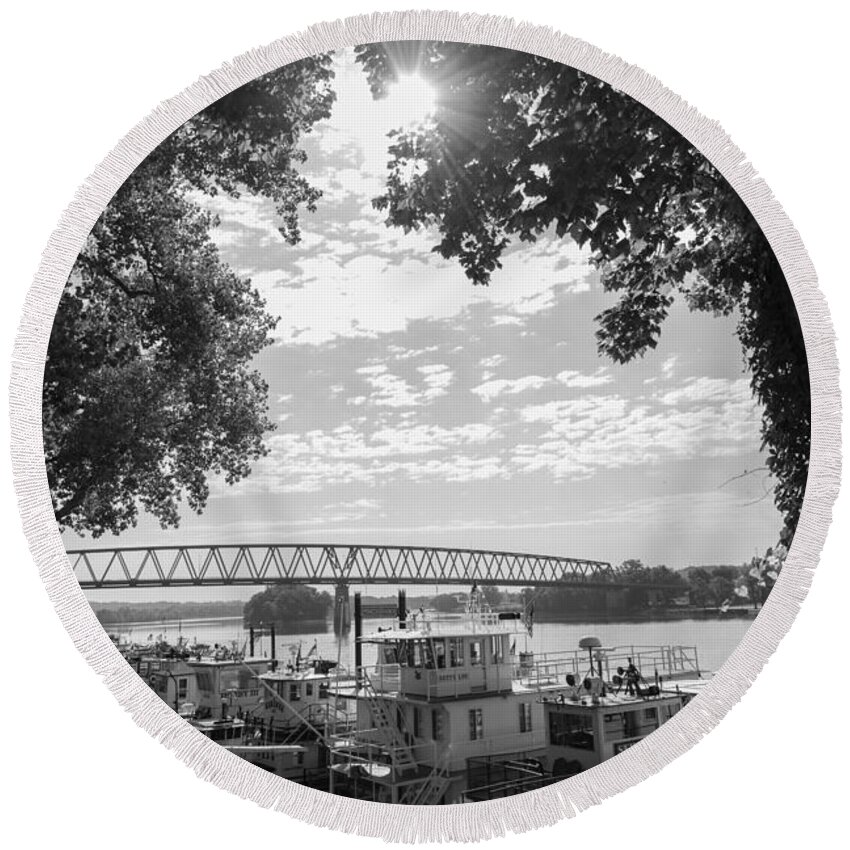 Sternwheeler Round Beach Towel featuring the photograph Sternwheelers - Marietta, Ohio - 2015 by Holden The Moment