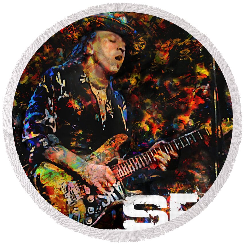Stevie Ray Vaughan Round Beach Towel featuring the photograph Stevie Ray by Mal Bray