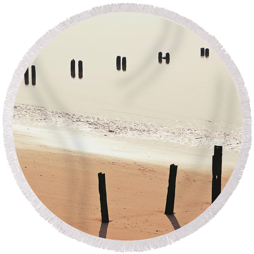Beach Round Beach Towel featuring the photograph Stillness by Nick Barkworth