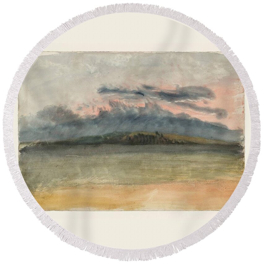 Joseph Mallord William Turner 17751851  Storm Clouds Sunset With A Pink Sky Round Beach Towel featuring the painting Storm Clouds Sunset with a Pink Sky by Joseph Mallord