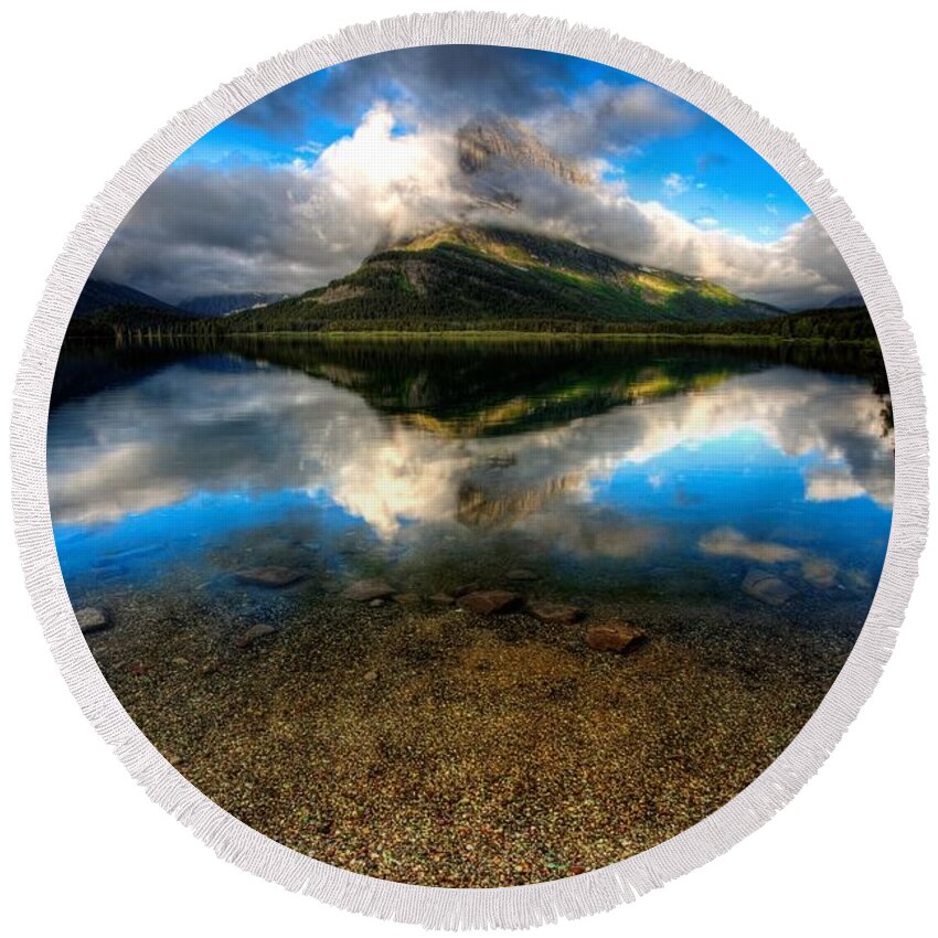 Calm Round Beach Towel featuring the photograph Storm Mountain iii by David Andersen
