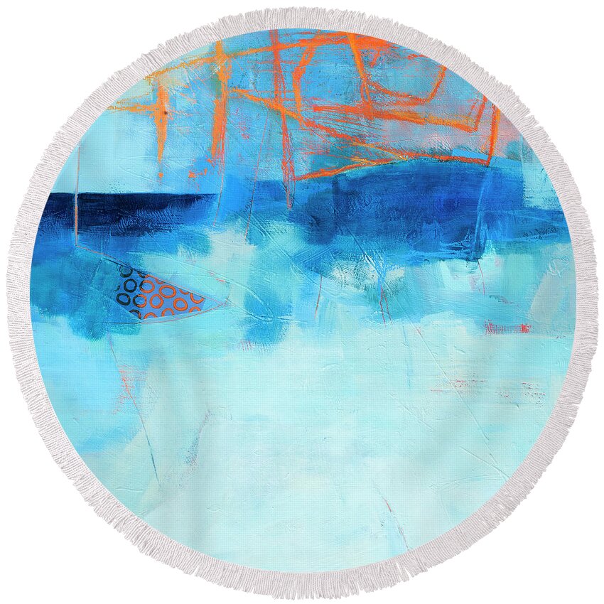 Abstract Art Round Beach Towel featuring the painting Storm Warning #3 by Jane Davies