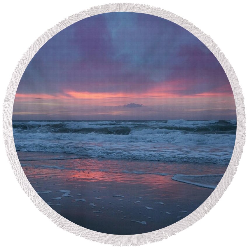 Romance Round Beach Towel featuring the photograph Stormy Morning Glory by Betsy Knapp