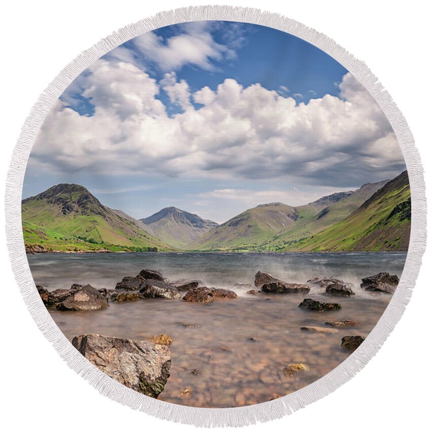 Lake District Round Beach Towel featuring the photograph Stormy Waters by Framing Places