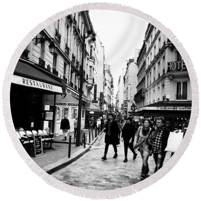 Paris Round Beach Towel featuring the photograph Strolling the Streets of Paris by Nancy Ann Healy