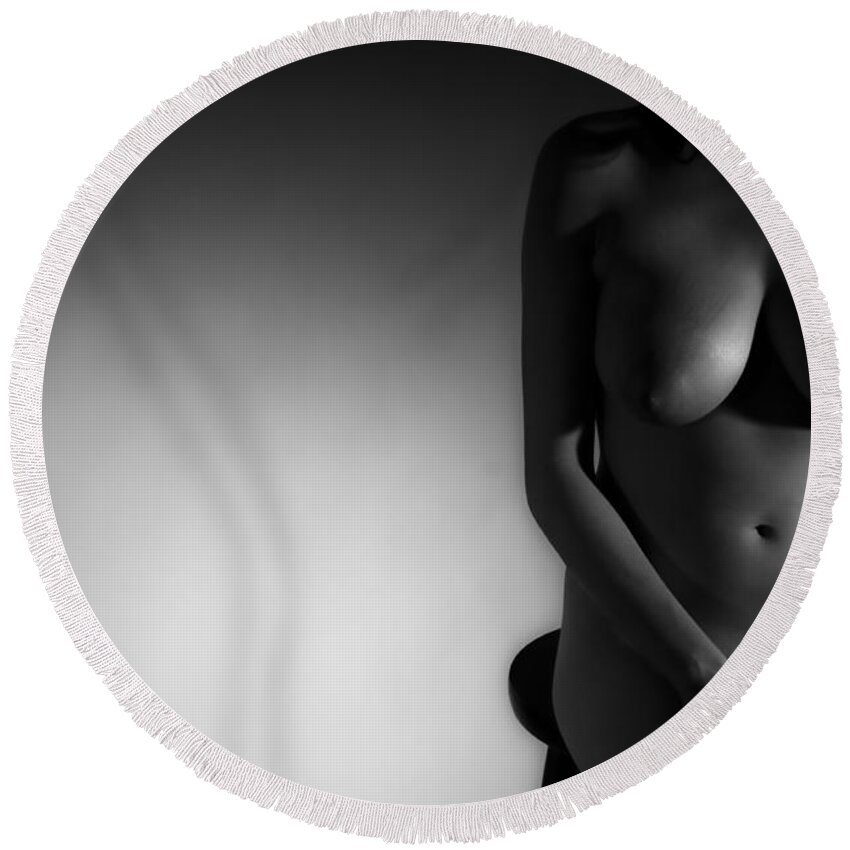 Adult Round Beach Towel featuring the photograph Studio nude by Nathan Wright