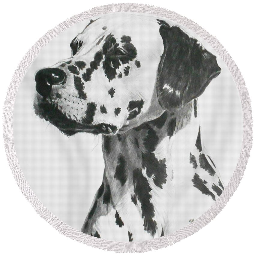 Non-sporting Round Beach Towel featuring the drawing Stylish by Barbara Keith