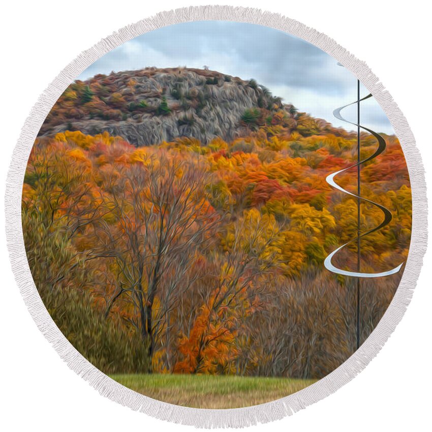 Abstract Round Beach Towel featuring the photograph Sugar Loaf Mountain in Autumn Abstract by Angelo Marcialis