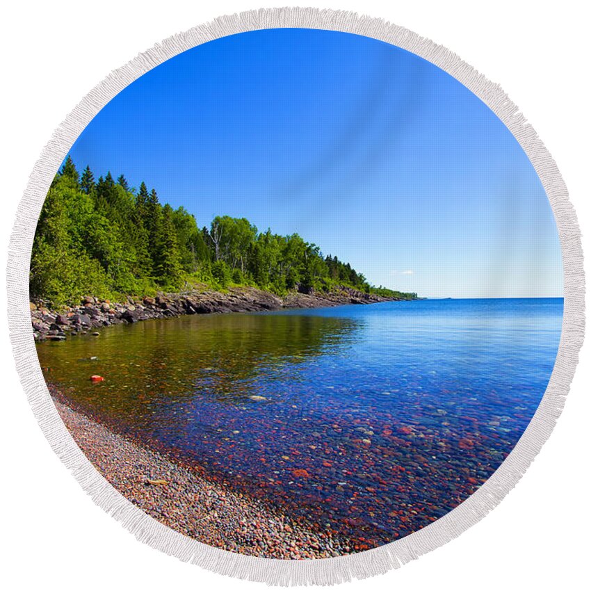 Sugarloaf Cove Minnesota Round Beach Towel featuring the photograph Sugarloaf Cove by Bill and Linda Tiepelman