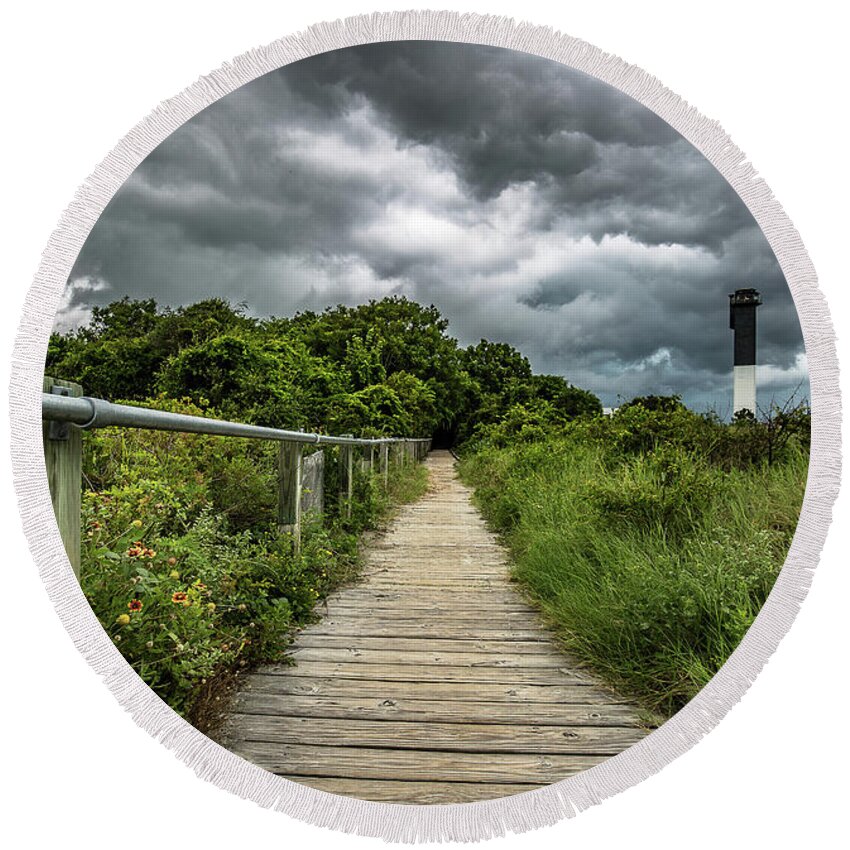 Sullivan's Island Round Beach Towel featuring the photograph Sullivan's Island Summer Storm Clouds by Donnie Whitaker