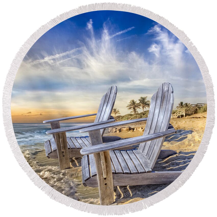 Clouds Round Beach Towel featuring the photograph Summer Dreaming by Debra and Dave Vanderlaan