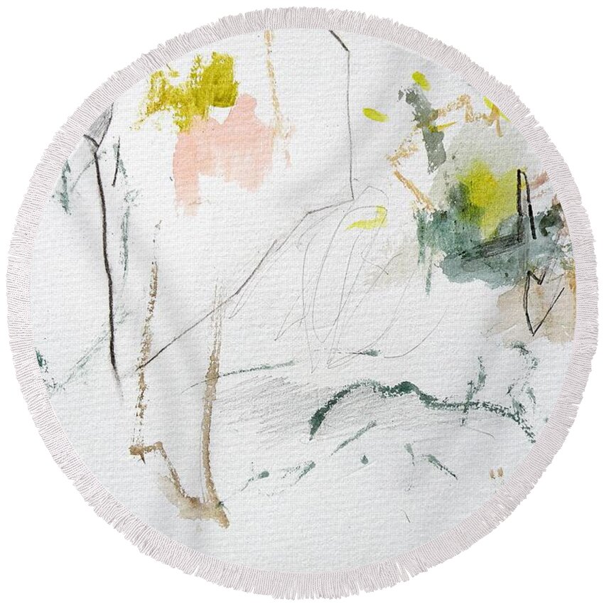 Watercolor Round Beach Towel featuring the painting Summer Fantasy 2 by Janis Kirstein