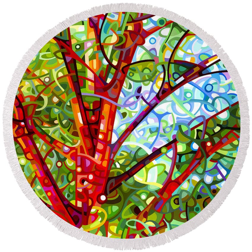 Contemporary Round Beach Towel featuring the painting Summer Medley by Mandy Budan