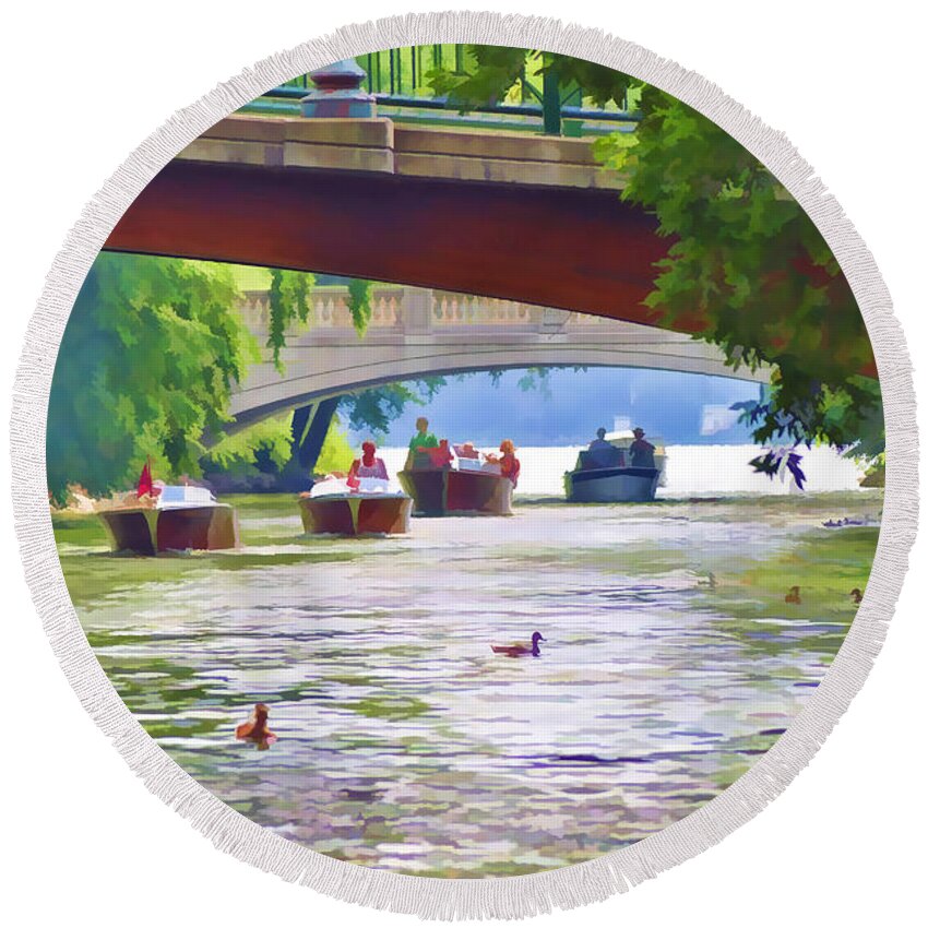 Landscape Round Beach Towel featuring the photograph Summer on the Yahara by Rod Melotte