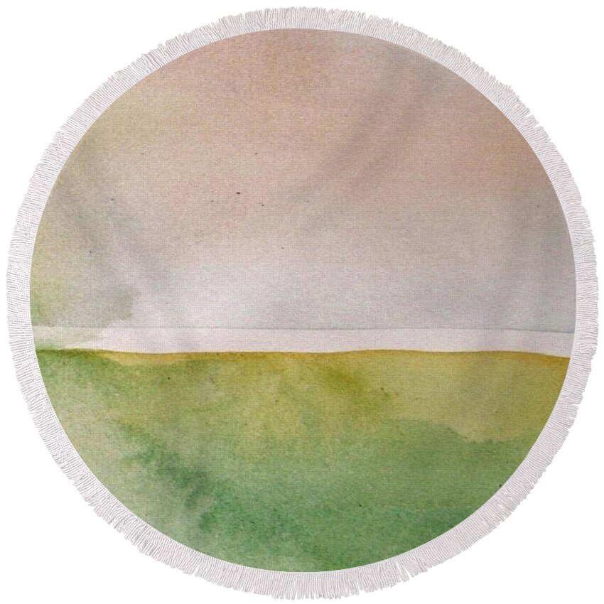 Landscape Round Beach Towel featuring the painting Summer Sunrise by Vesna Antic