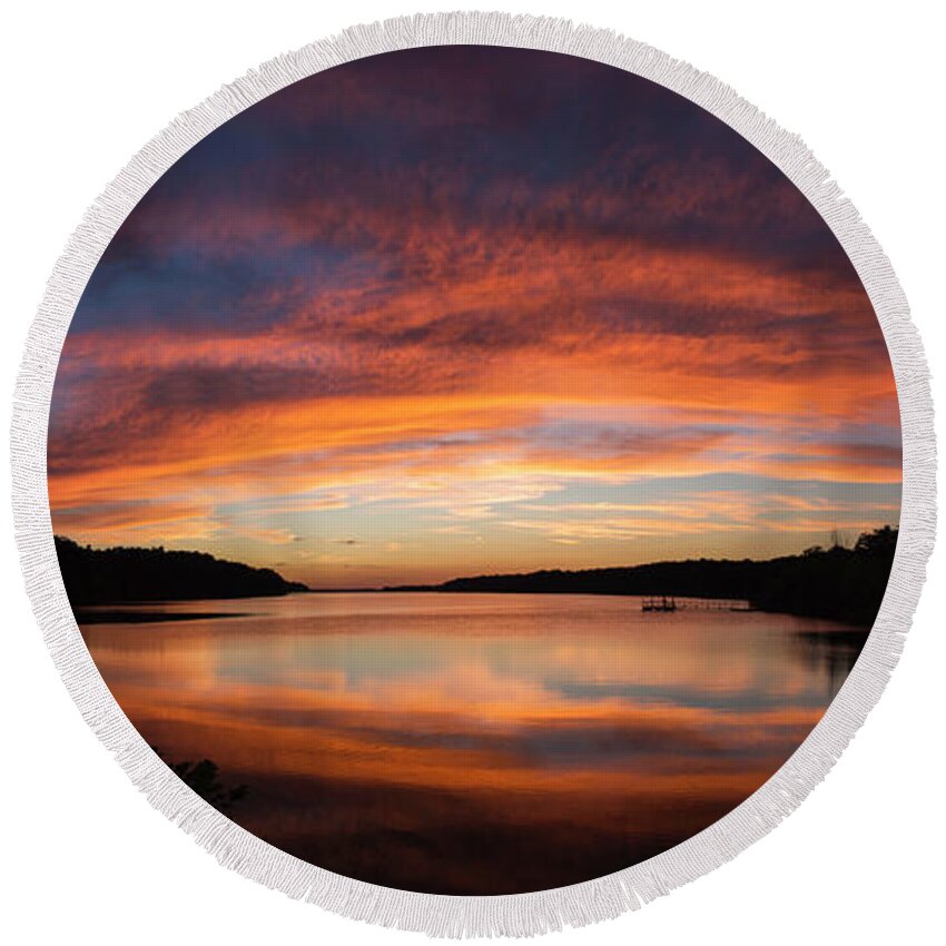 Landscape Round Beach Towel featuring the photograph Summer Sunset by Ron McGinnis