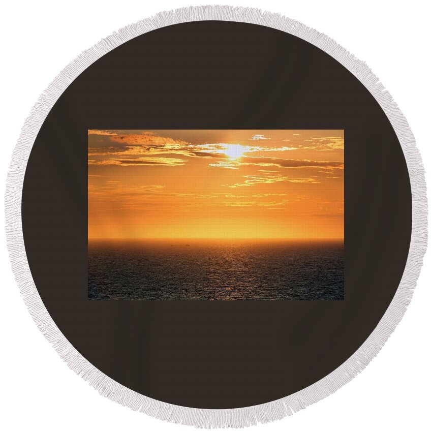Sunset Round Beach Towel featuring the photograph Summer Sunset by Ruth Parsons