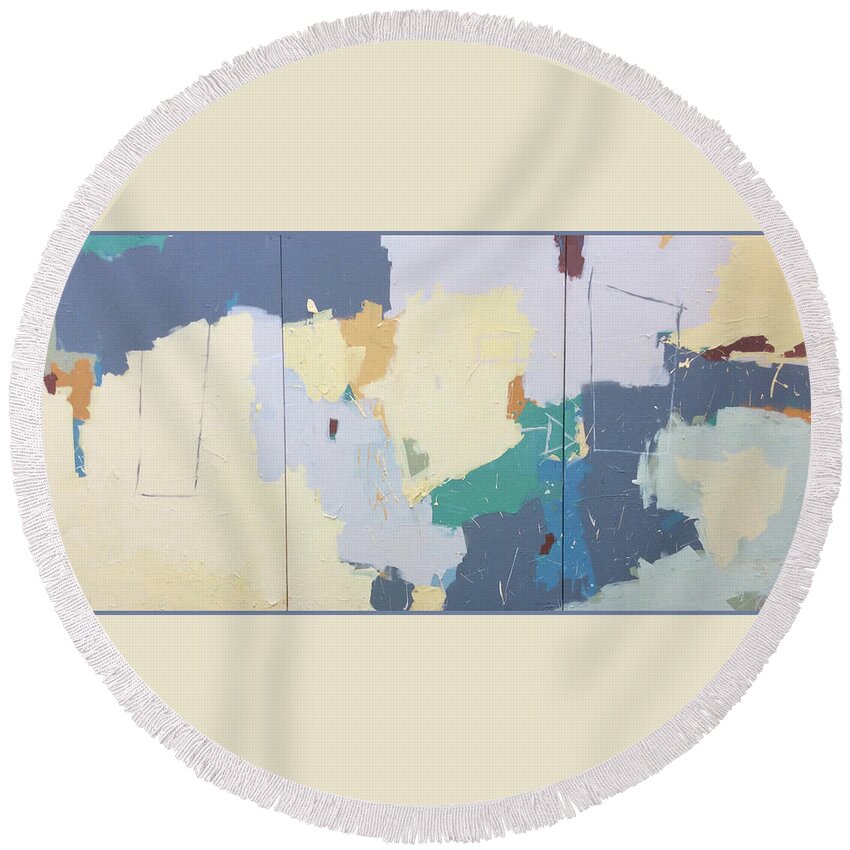 Abstract Round Beach Towel featuring the painting Summer Swing by Janis Kirstein