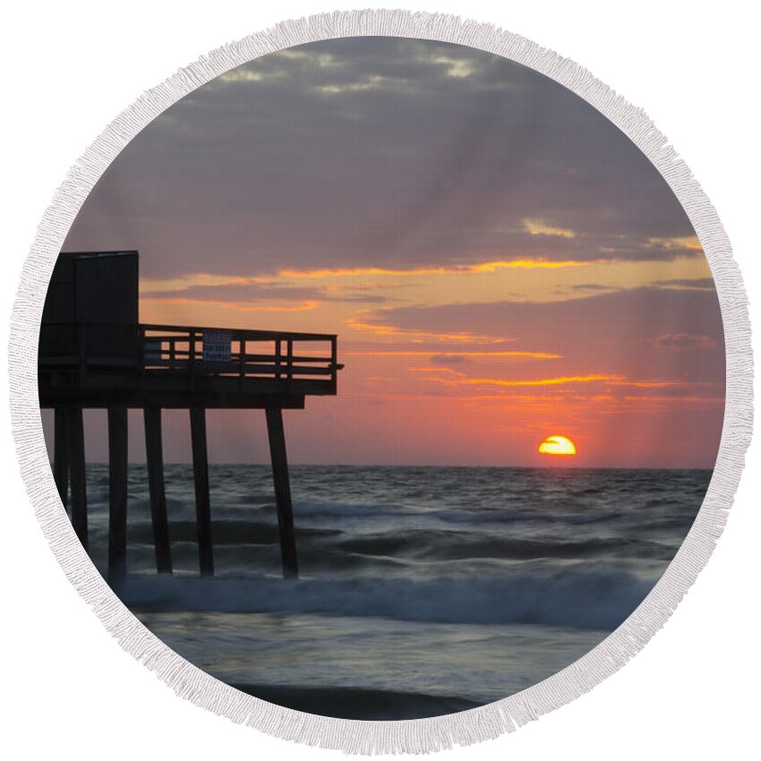 Summertime Round Beach Towel featuring the photograph Summertime in Avalon New Jersey by Bill Cannon
