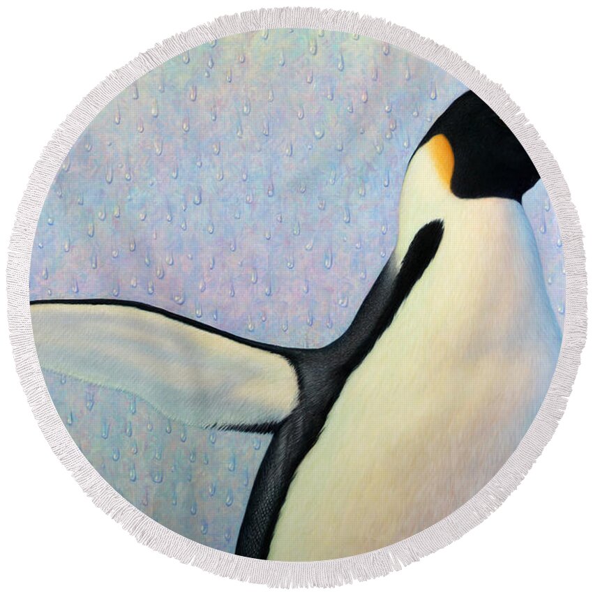 Penguin Round Beach Towel featuring the painting Summertime by James W Johnson
