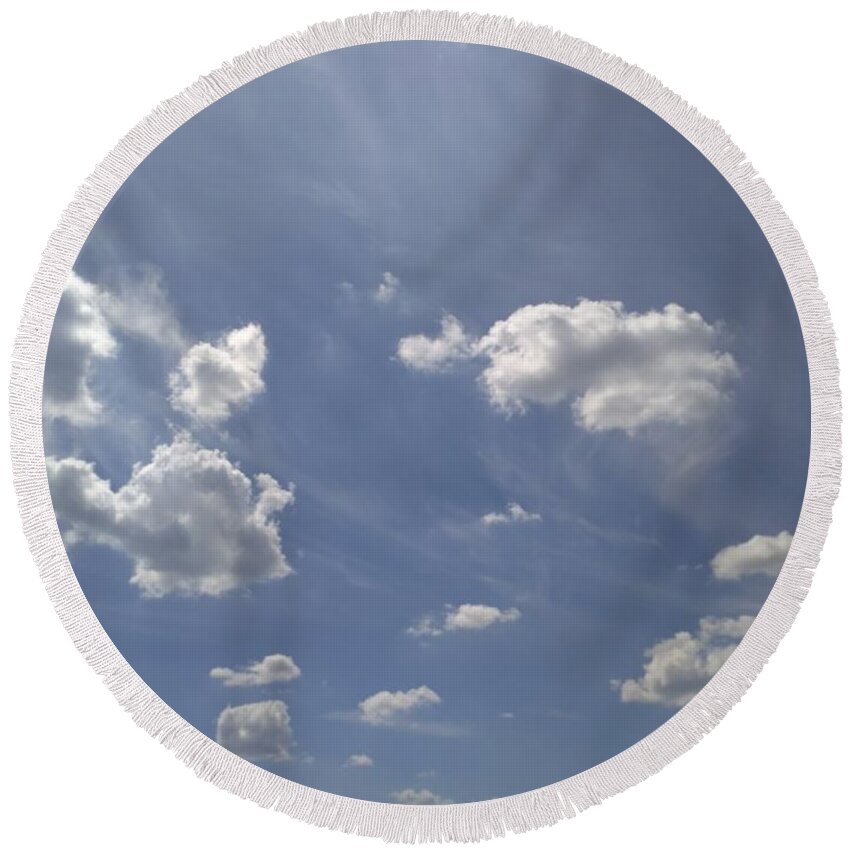 Summertime Round Beach Towel featuring the photograph Summertime sky expanse by Arletta Cwalina