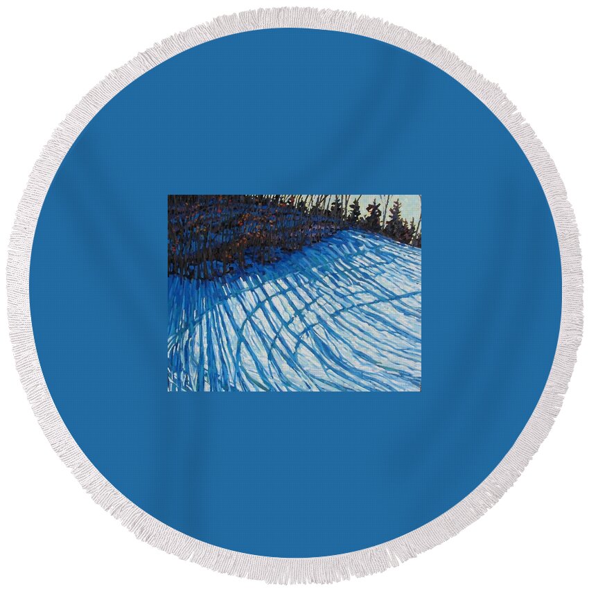 725 Round Beach Towel featuring the painting Sun of Winter Shadows by Phil Chadwick