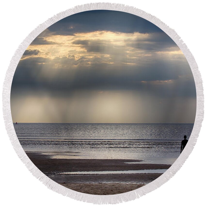 Another Place Round Beach Towel featuring the photograph Sun Through the Clouds 2 5x7 by Leah Palmer