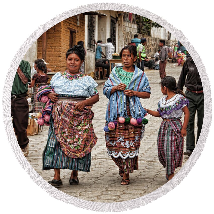 Guatemala Round Beach Towel featuring the photograph Sunday morning in Guatemala by Tatiana Travelways