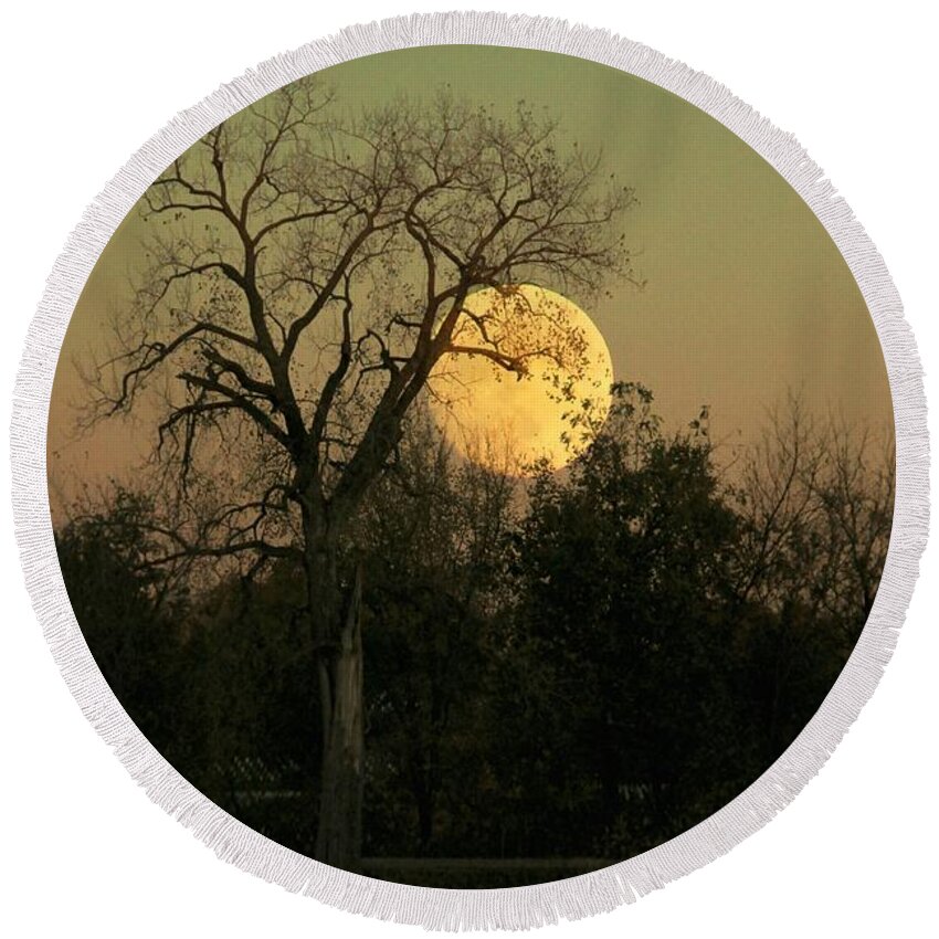 Supermoon Round Beach Towel featuring the photograph Under the Supermoon by Chris Berry