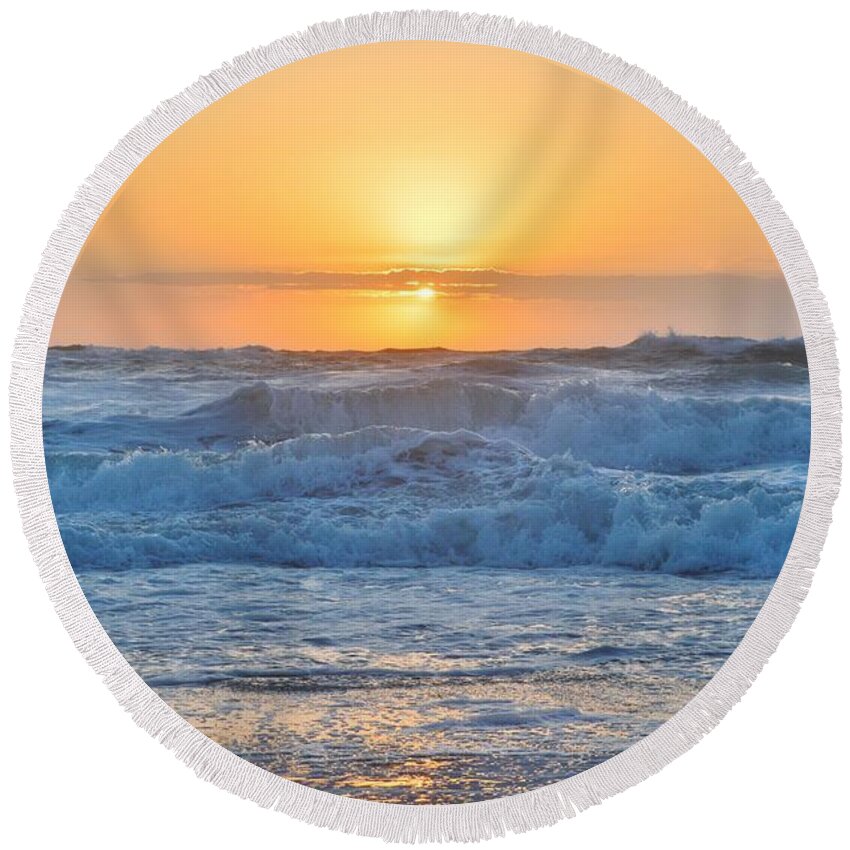 Obx Sunrise Round Beach Towel featuring the photograph Sunrise 18th of June by Barbara Ann Bell