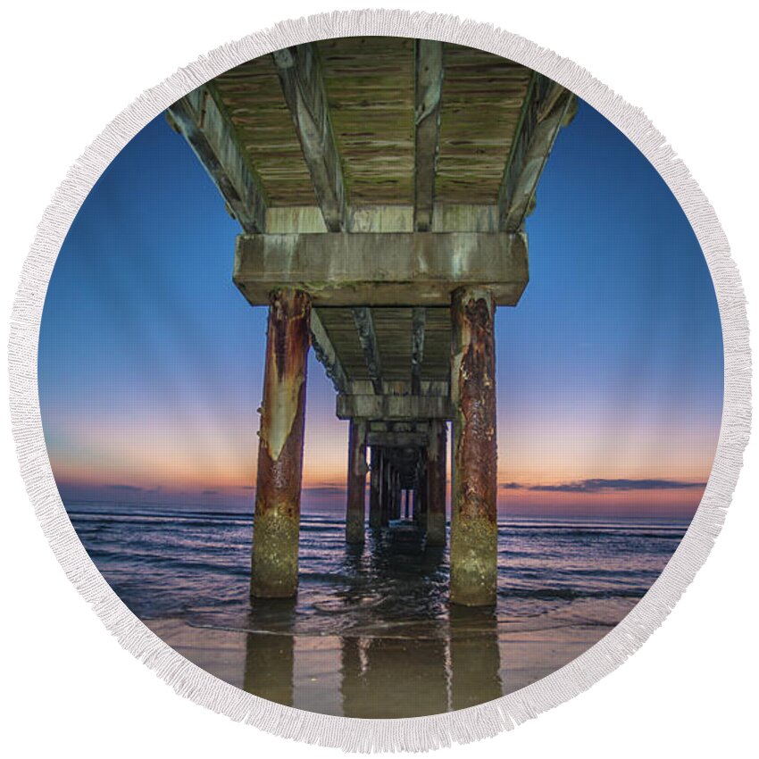Pier Round Beach Towel featuring the photograph Florida by Buddy Morrison