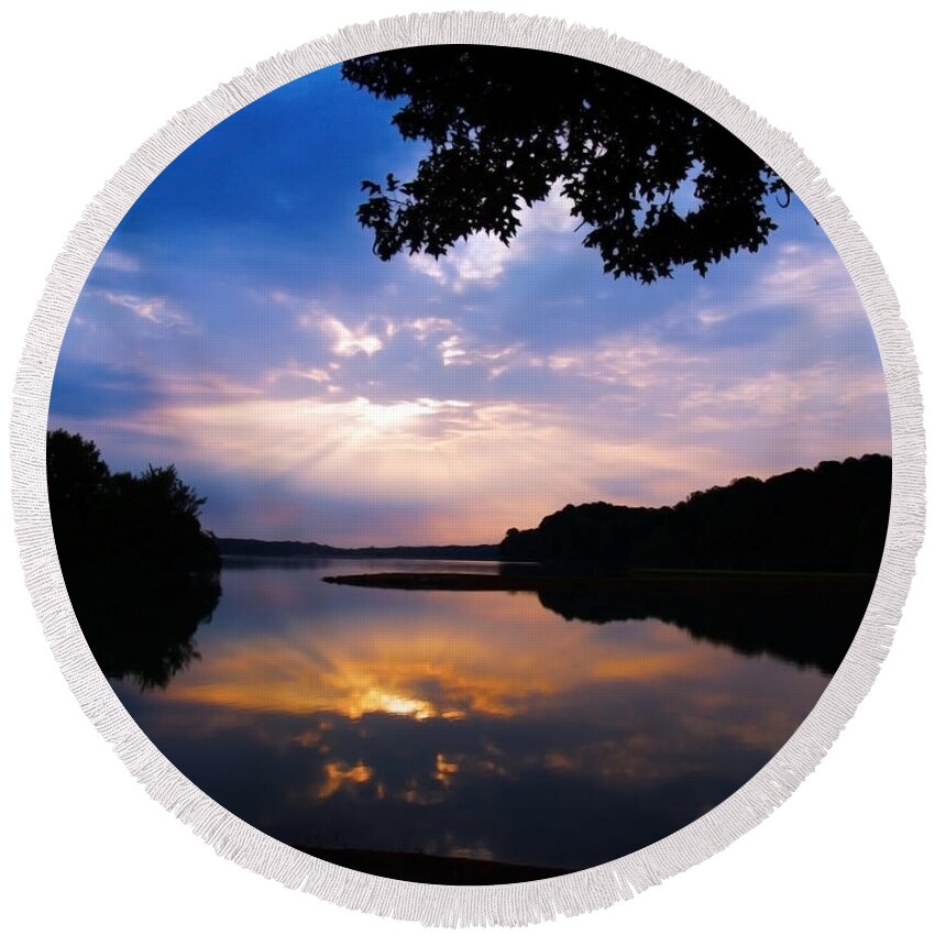 Sunrise Round Beach Towel featuring the photograph Sunrise Morning Bliss 252A by Ricardos Creations