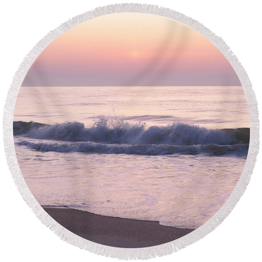 Ocean Round Beach Towel featuring the photograph Sunrise Morning Glow by Ellen Meakin