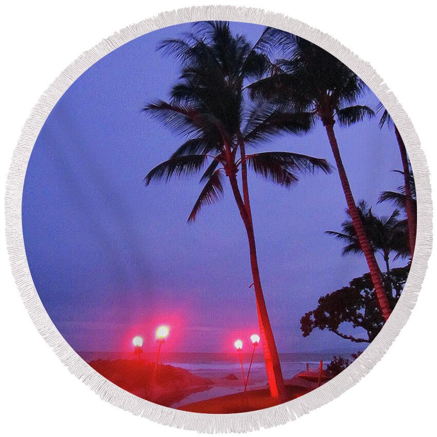 Palms Round Beach Towel featuring the photograph Sunrise Ocean Pathway by Bette Phelan