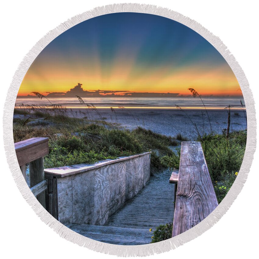 St. Augustine Round Beach Towel featuring the photograph Sunrise Radiance by Joseph Desiderio
