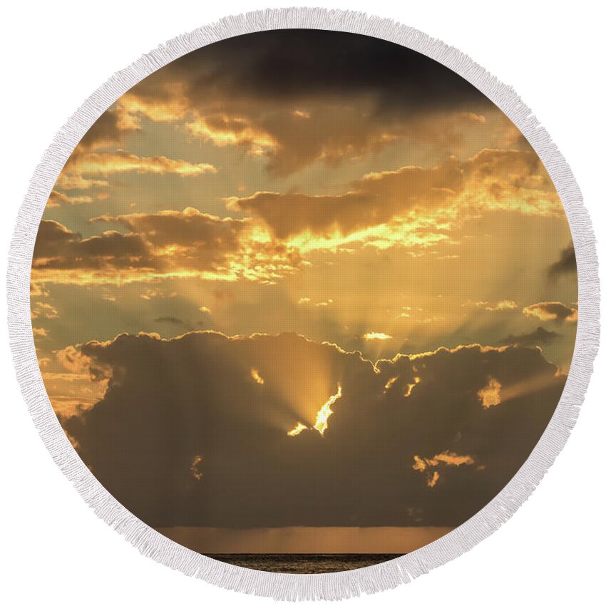 Clouds Round Beach Towel featuring the photograph Sun's Rays by David Buhler