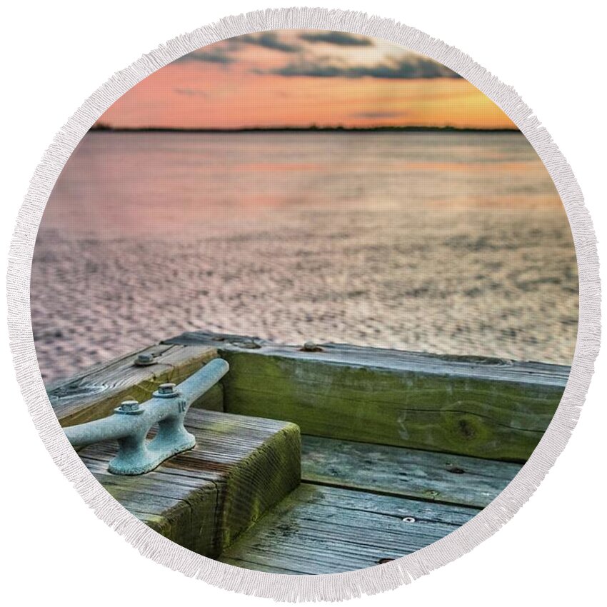 Sunset Round Beach Towel featuring the photograph Sunset at Back Bay 8 by Larkin's Balcony Photography