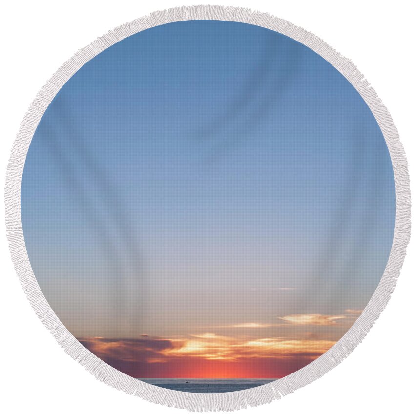 Sunset Round Beach Towel featuring the photograph Sunset at Etretat by Jean-Pierre Ducondi
