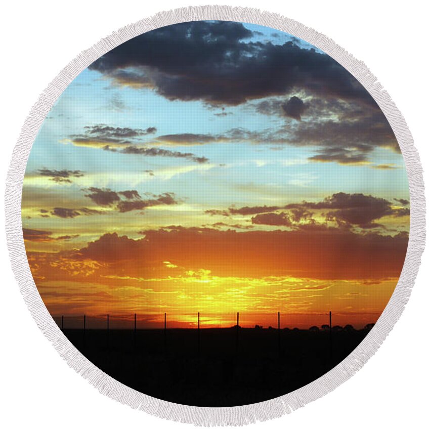 Australian Bush Sunset Round Beach Towel featuring the photograph Sunset at Little River Victoria by Lexa Harpell