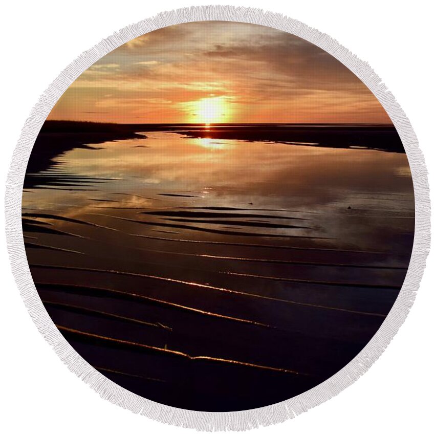 First Encounter Beach Round Beach Towel featuring the photograph Sunset Encounters Collection #3 by Debra Banks