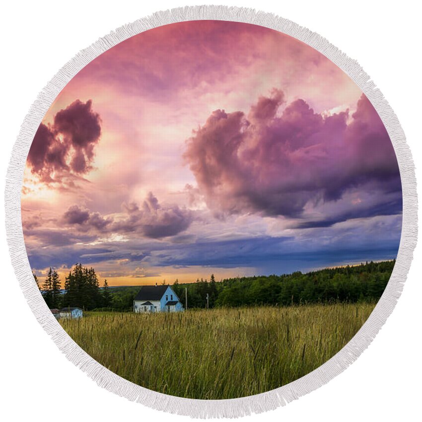 Cape Breton Round Beach Towel featuring the photograph Sunset in Rear Intervale by Ken Morris