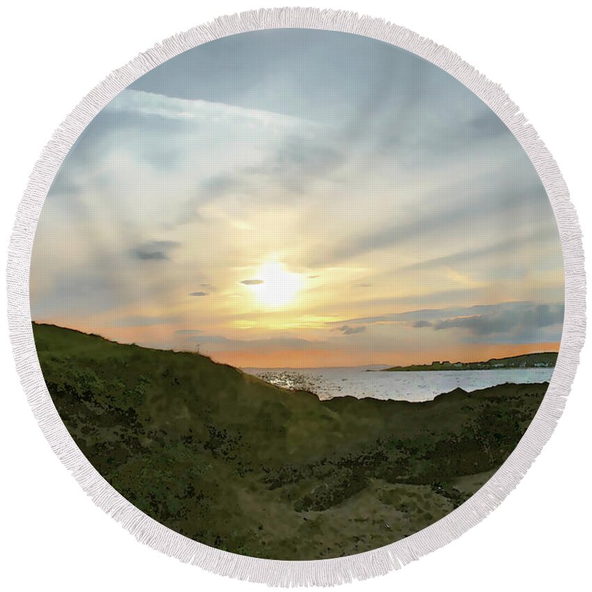 Elie Ness Round Beach Towel featuring the photograph Sunset is close. by Elena Perelman