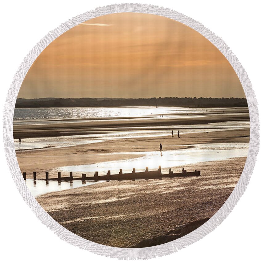 Sunset Round Beach Towel featuring the photograph Sunset on the Beach by Perry Rodriguez