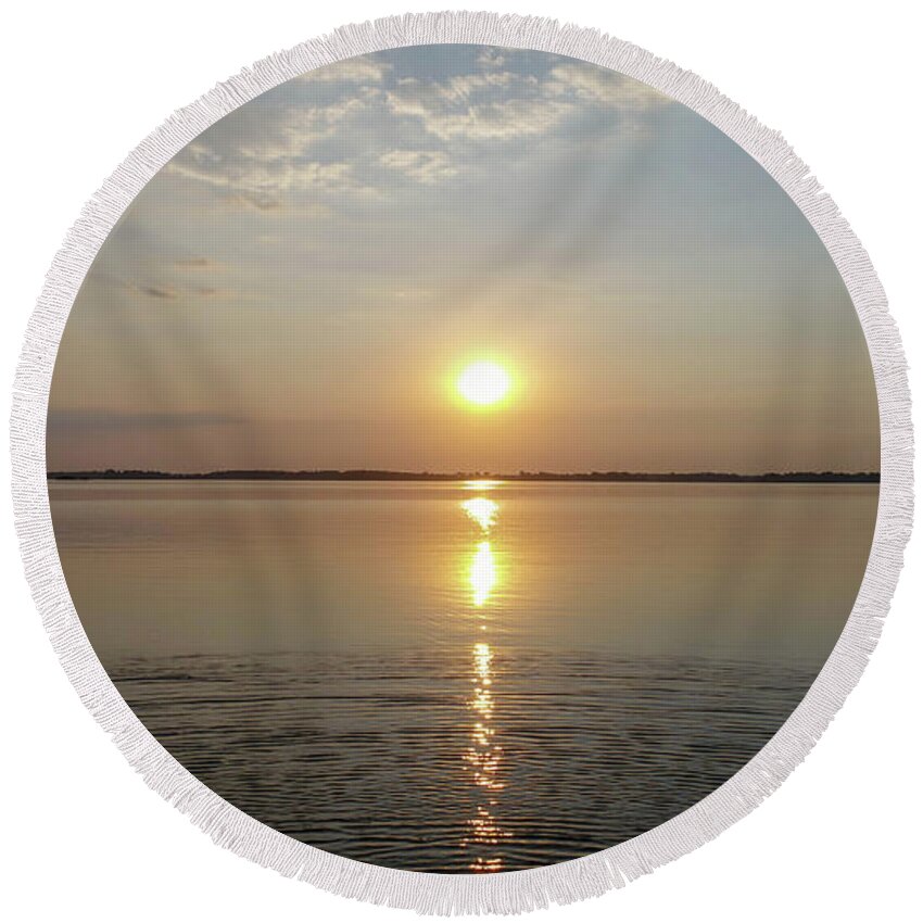  Round Beach Towel featuring the photograph Sunset on the Water by Brian Jones