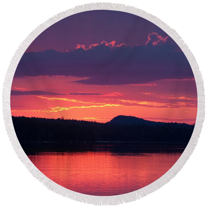 Sunset Round Beach Towel featuring the photograph Sunset Over Sabao by Brent L Ander
